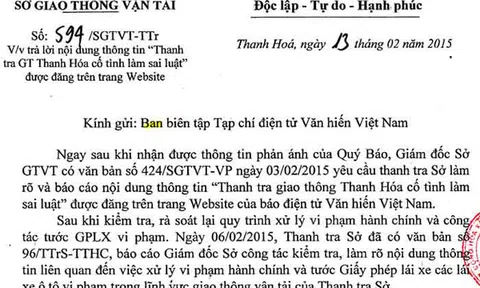 Hồi âm bài báo: “Thanh tra giao thông Thanh Hóa cố tình làm sai luật?”