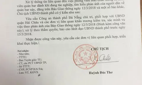 Chủ tịch UBND TP Đà Nẵng yêu cầu xử lý côn đồ hành hung phóng viên