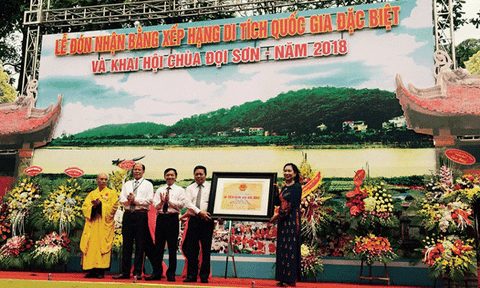 Chùa Đọi Sơn đón bằng di tích quốc gia đặc biệt