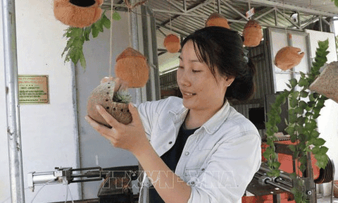 Bỏ phố về quê làm giàu từ gáo dừa