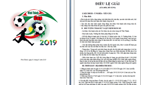 “Vĩnh Thành Cup 2019”: Quy tụ 10 đội bóng mạnh tranh tài