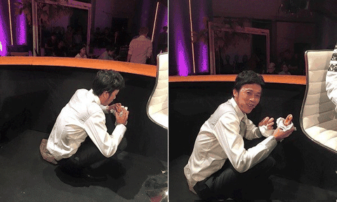 Hoài Linh ngồi xổm, gặm vội bánh mỳ khiến fan xót xa 