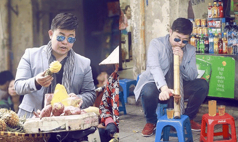 Quang Lê thích thú mua hàng rong, hút điếu cày, lang thang phố cổ Hà Nội