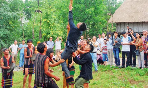 Độc đáo trò chơi leo cột của người M’nông xưa