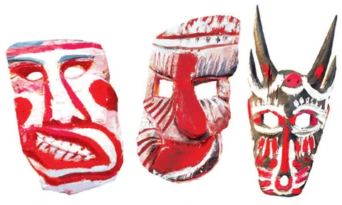 Mặt nạ hoá trang trong lễ bỏ mả vùng Bắc Tây Nguyên