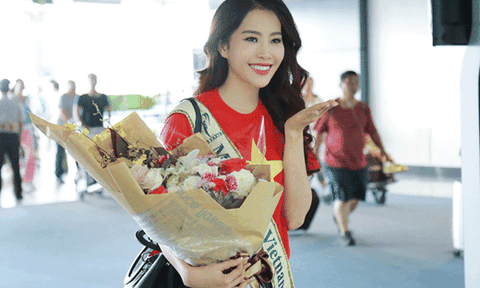 Nam Em mang 11 valy hành lý đi thi Miss Earth