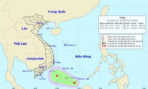 Xuất hiện áp thấp nhiệt đới trên biển Đông sức gió mạnh cấp 6 