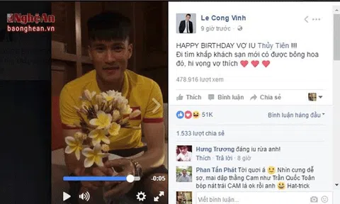 Công Vinh nói giọng Nghệ chúc mừng sinh nhật vợ lúc nửa đêm