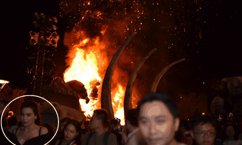 Hà Hồ tháo chạy khỏi đám cháy khi dự ra mắt 'Kong Skull Island'