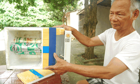 Nông dân chế 'điều hòa' bằng vỏ lon bia