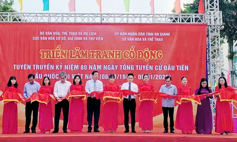 Khai mạc Triển lãm tranh cổ động tuyên truyền kỷ niệm 80 năm Ngày Tổng tuyển cử đầu tiên bầu Quốc hội Việt Nam tại An Giang