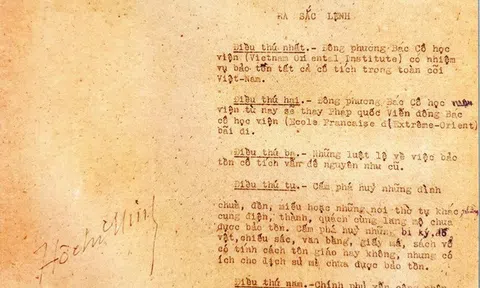 Sắc lệnh 65 (23/11/1945) - Sắc lệnh đầu tiên về bảo tồn di sản văn hóa