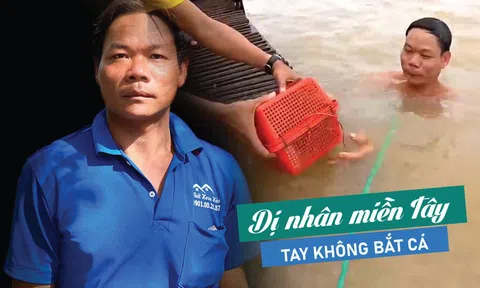 Dị nhân miền Tây tay không bắt cá trên sông Vàm Nao: Ai nhìn thấy cũng giật mình kinh ngạc