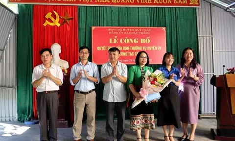 Huyện Quỳ Châu (Nghệ An) Công bố Quyết định về công tác cán bộ tại Đảng ủy xã Châu Thắng