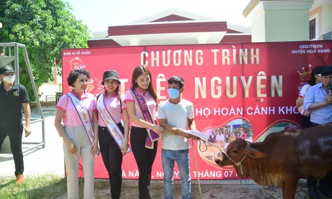 Hoa hậu Thiện nguyện Phạm Thị Minh Phi tham gia trao tặng bò giống cho hộ nghèo tại huyện Hoà Vang - Thành Phố Đà Nẵng