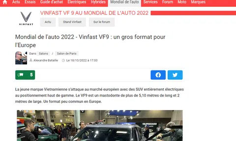 Truyền thông châu Âu: “Việt Nam đang có một thương hiệu ô tô rất mạnh và hấp dẫn”