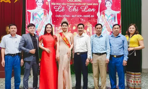 Sau đăng quang, Hoa hậu Doanh nhân Lê Thị Lan về quê xã Châu Hồng (Nghệ An) làm từ thiện