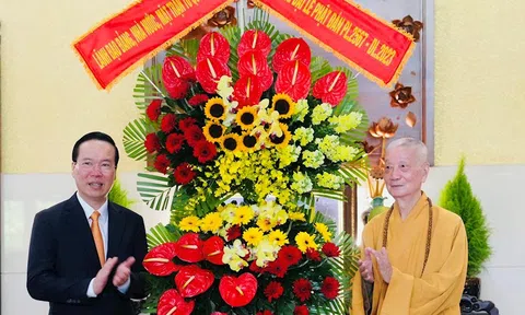 Chủ tịch nước Võ Văn Thưởng thăm và chúc mừng các chức sắc Phật giáo, nhân Đại lễ Phật đản Phật lịch 2567- Dương lịch 2023