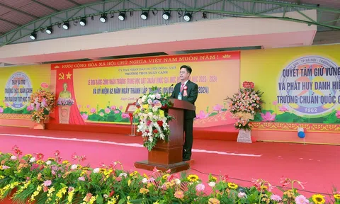Trường THCS Xuân Canh (Đông Anh, Hà Nội) đón Bằng công nhận trường trung học đạt Chuẩn Quốc gia mức độ 2
