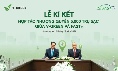 V-GREEN hợp tác Fast+ triển khai 5.000 trụ sạc đến hết năm 2025