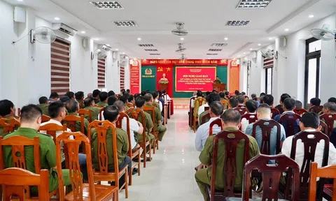 Công an xã Tân Kỳ tổ chức hội nghị giao ban công tác công an và lực lượng an ninh trật tự cơ sở 6 tháng đầu năm 2025
