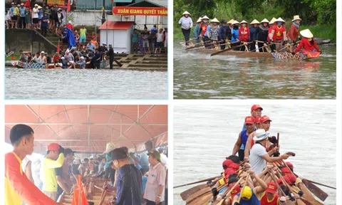 Hăng say luyện tập, trai bơi Đông Thành sẵn sàng cho lễ hội đua, bơi thuyền truyền thống trên sông Kiến Giang năm 2025