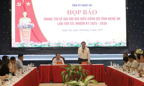 Nghệ An tổ chức họp báo thông tin về Đại hội Đảng bộ tỉnh lần thứ XX, nhiệm kỳ 2025 - 2030