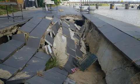 Quảng Nam: Sau mưa, sụt lún tuyến bờ kè bảo vệ phố cổ Hội An