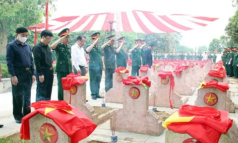 Nghệ An tổ chức an táng 103 hài cốt liệt sĩ quân tình nguyện và chuyên gia Việt Nam hy sinh tại Lào