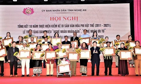 Nghệ An trao tặng danh hiệu "Nghệ nhân Nhân dân", "Nghệ nhân Ưu tú" trong lĩnh vực di sản văn hóa phi vật thể