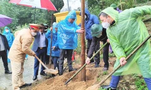 Hà Tĩnh: Tạp chí Tài nguyên và Môi trường tổ chức trồng hơn 1.000 cây xanh tại chùa Kim Dung
