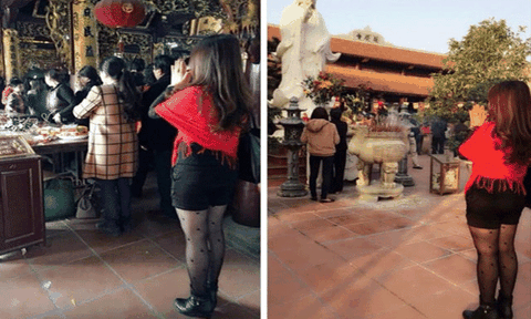 “Nhức mắt” với trang phục đi lễ chùa