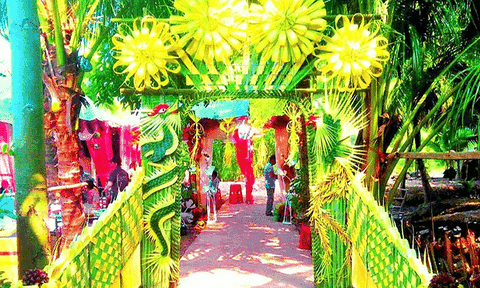 Tạo hình cổng cưới lá dừa - nét duyên miền Tây