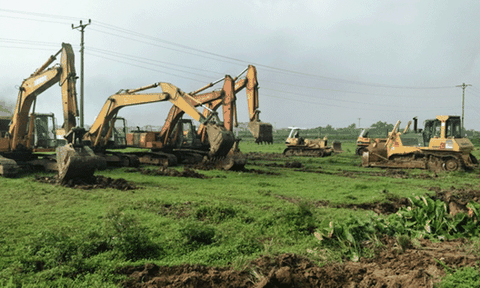 Vĩnh Tường san gạt mặt bằng Cụm công nghiệp Đồng Sóc