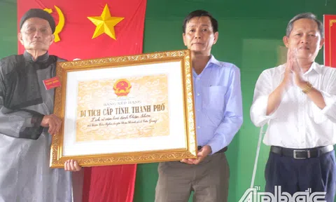 Tiền Giang: Đón nhận Bằng công nhận đình Thân Nhơn - Di tích lịch sử văn hóa cấp tỉnh