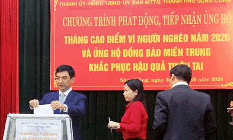 TP Sông Công: Tháng cao điểm Vì người nghèo năm 2020 và ủng hộ đồng bào miền Trung