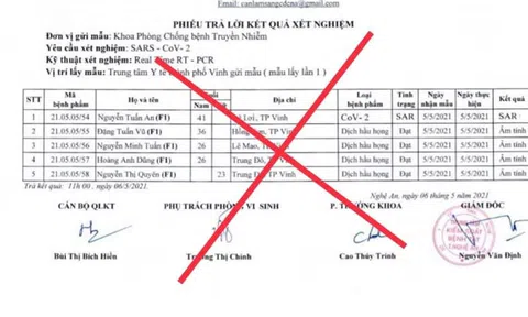 Nghệ An: Làm giả Phiếu kết quả xét nghiệm bệnh nhân dương tính Covid-19 